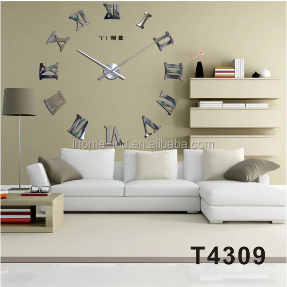 

Roman Numbers Large DIY 3D Wall Clock Modern Design Home Decor Acrylic Mirror Wall Sticker Clocks Art Watch, Silver/black/gold