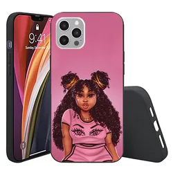 Custom Design Fashionable Black Girl Back Cover Phone Case Accessories For iphone Xs 11 12 13 Pro Max Tpu Soft Phone Case