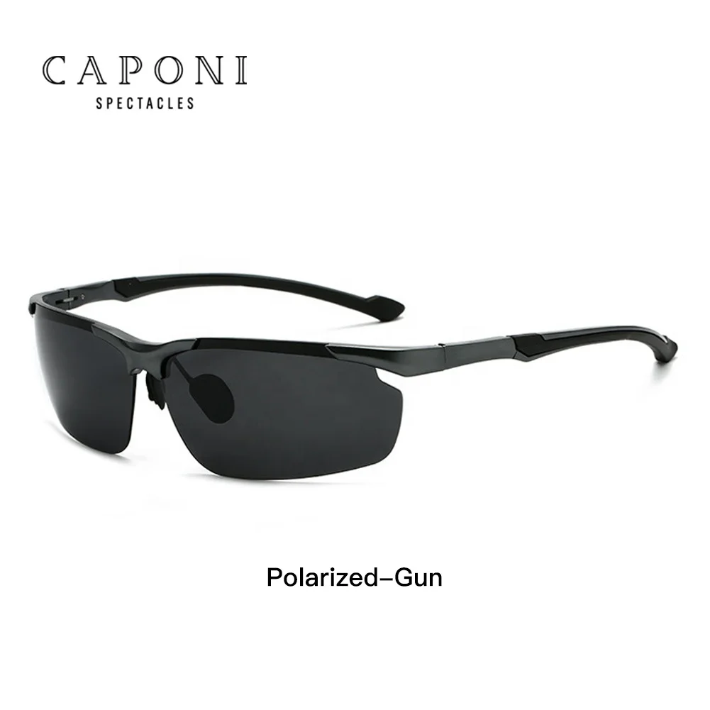 

CAPONI Sports Men's Sun Glasses Vintage Aluminium Black Sunglasses Men Polarized UV400 High Quality For Men CP8016