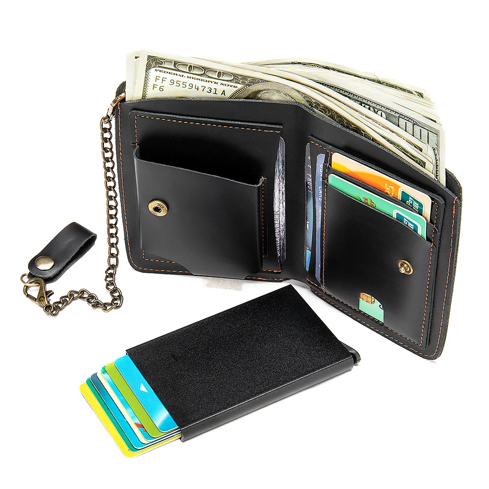 

Marrant 7397 New arrival custom fashion classic men custom wallet logo with coin and card bag, Coffee, brown,black