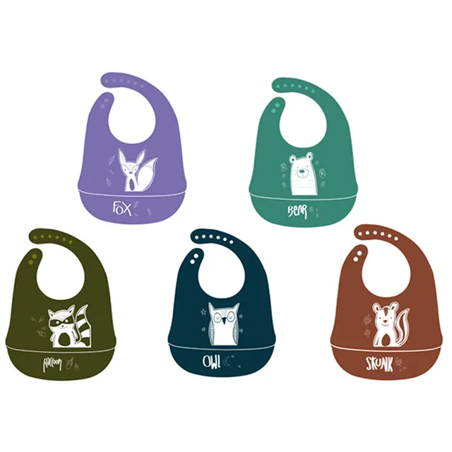 

Wholesale Custom Cute Logo Baby Toddler Feeding Bib Silicone Baby Bib