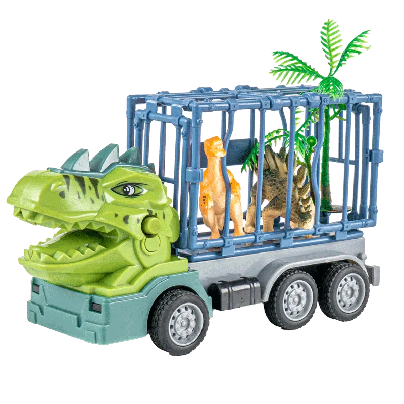 

New design engineering vehicle inertial car model carrier transport toy with sound dinosaur carry truck