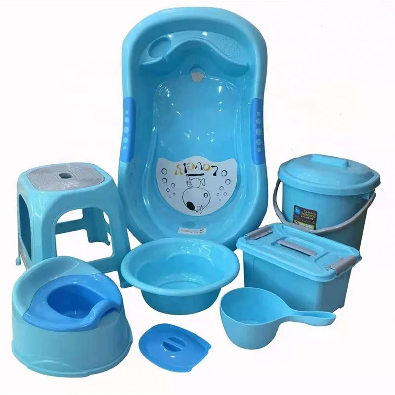 

New Fashion 7 Pieces Plastic Cute Bathtub Gift Set For Baby, 3-4