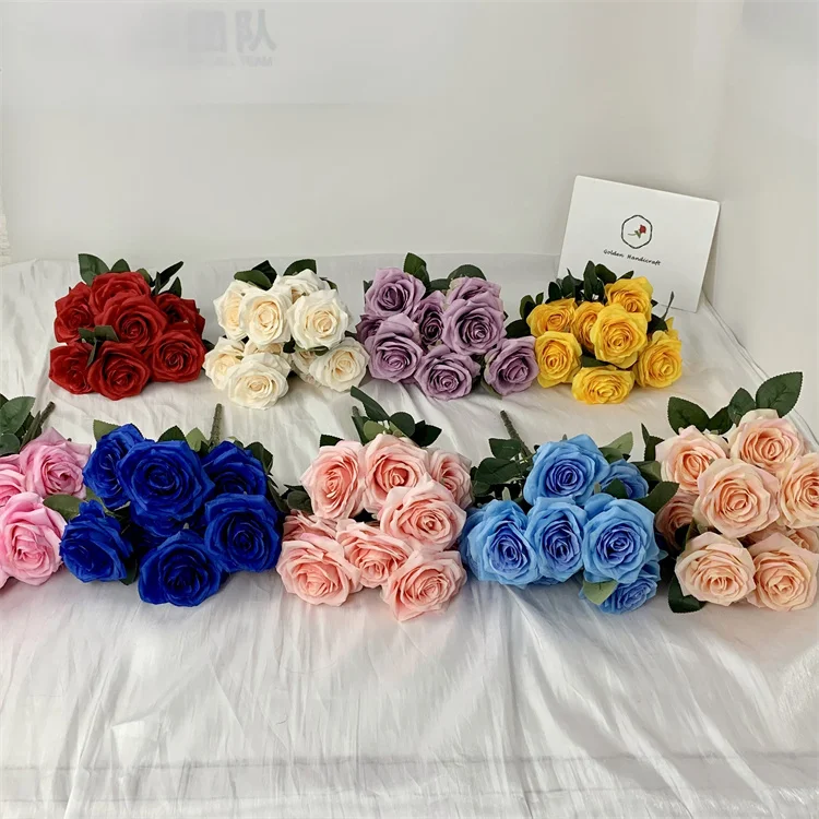 

QSLH Ti401 Multi Color Artificial Rose Flowers Bouquet Wedding Decoration Roses Wedding Home Bouquet Decorative Rose Flowers