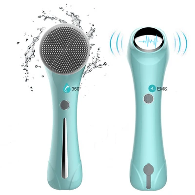 

2021 Deep Cleansing Sonic Facial Cleansing Brush Wireless Charger Silicone Face Cleansing Brush Electric Silicone Face Cleaner, White/green