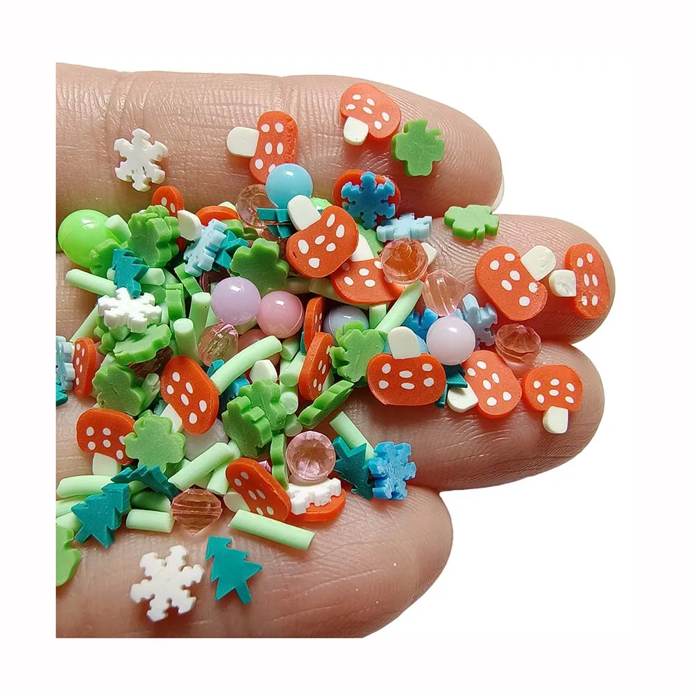 

Mix Spring Polymer Clay Slices Acrylic Beads Leaf Mushroom for Shaker Card Nail Art Decorations