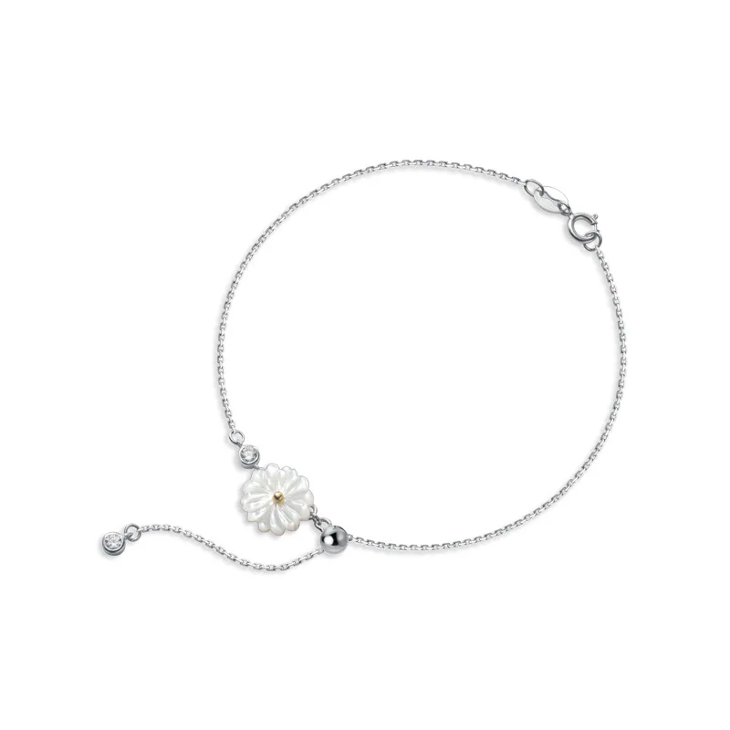 

ENSHIR Hot Sale Dainty Shell Daisy Flower Pull Bracelet for Women Fashion Jewelry Gifts, Picture