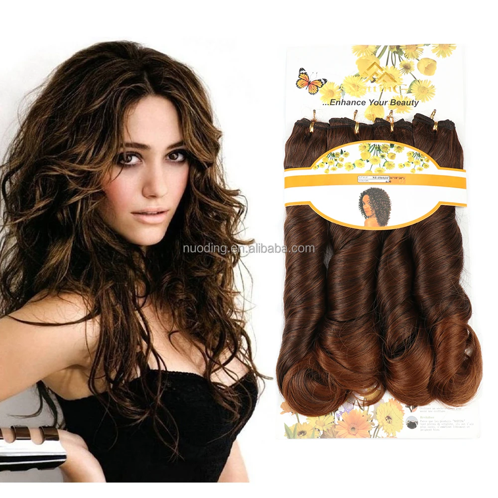 

Cheap hair pack bundles Synthetic Weave Bundles Bouncy Curly Spanish Telephone Curl Brown Blonde Natural Black Wholesale, #2, #630,#133, can be dyed customized