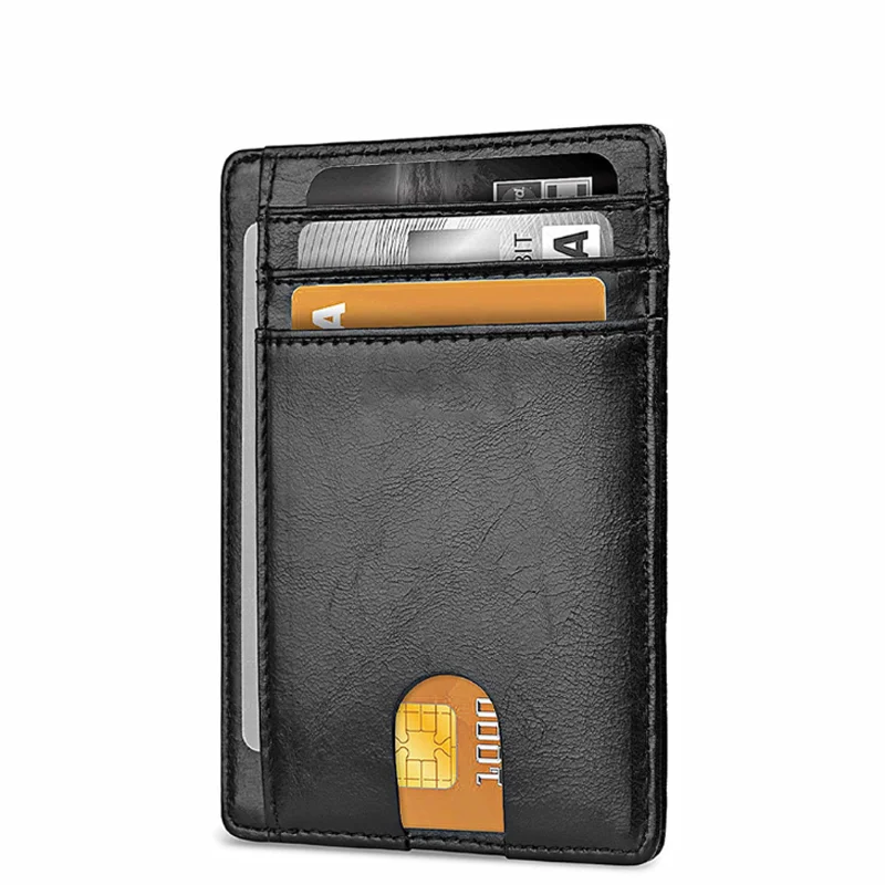 

RFID Blocking ID Credit Card Holder Customize Logo Amazon Hot Selling Soft PU Leather Material Slim Wallet For Men