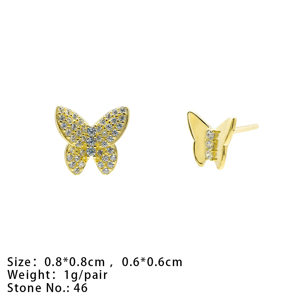 

Trendy Plated Gold Earrings 925 Sterling Silver Jewelry Making Supplies Manufacturer Women Butterfly Stud Earring