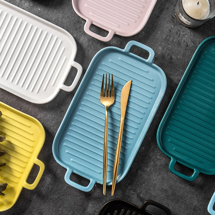 Nordic creative home goods baking plate dish kitchenware porcelain baking tray.jpg