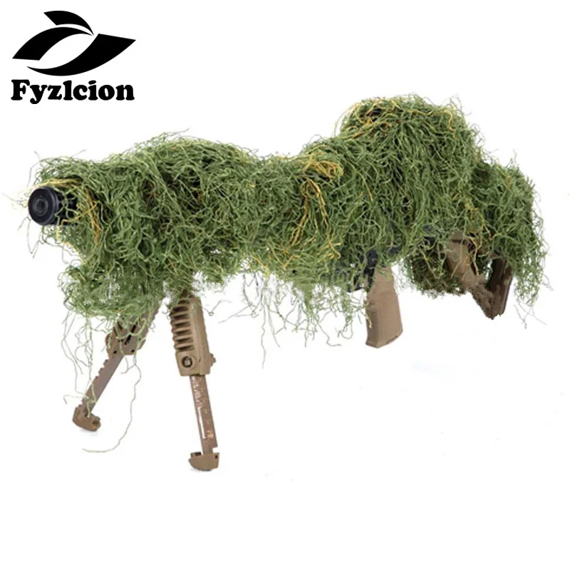 

Hunting Rifle Wrap rope grass type Ghillie Suits Gun stuff Cover For camouflage Yowie Sniper Paintball hunting clothing, Desert/snow white/army green