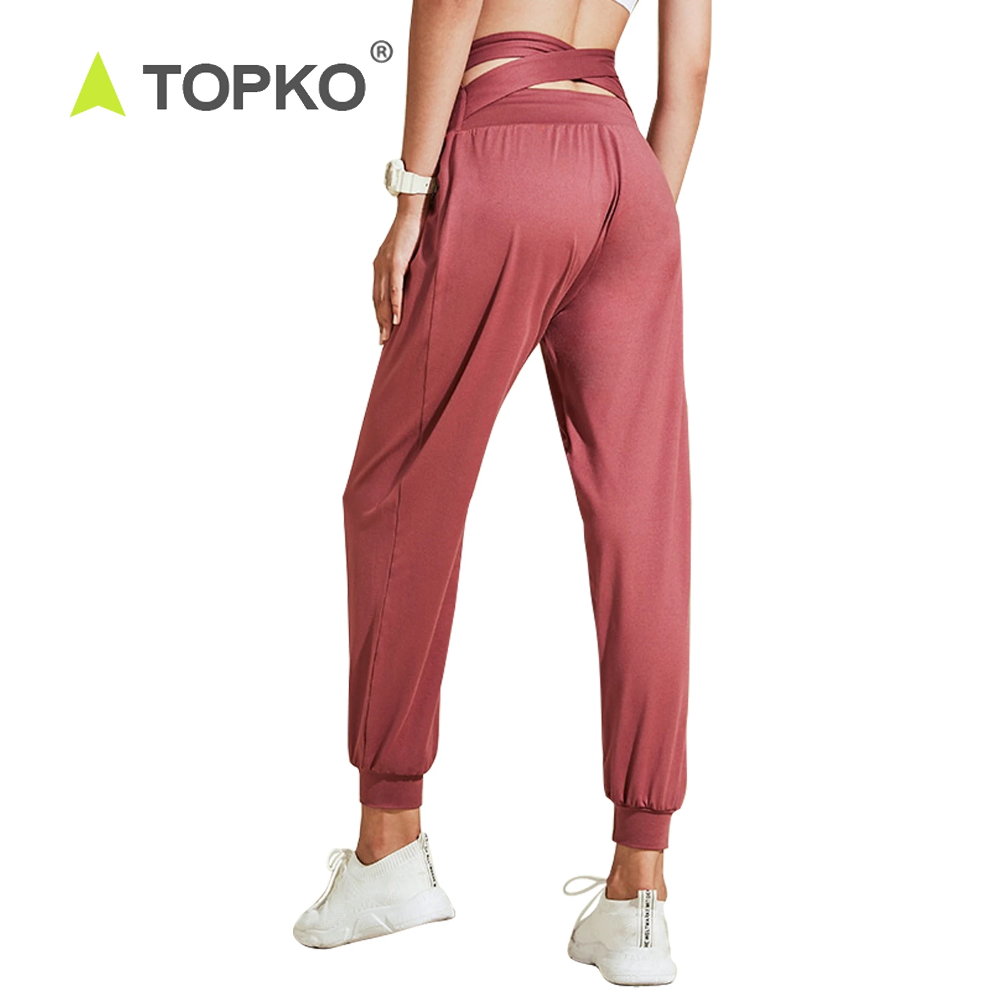 

TOPKO new fashion women running nylon spandex active joggers pants, Purple/pink/blue