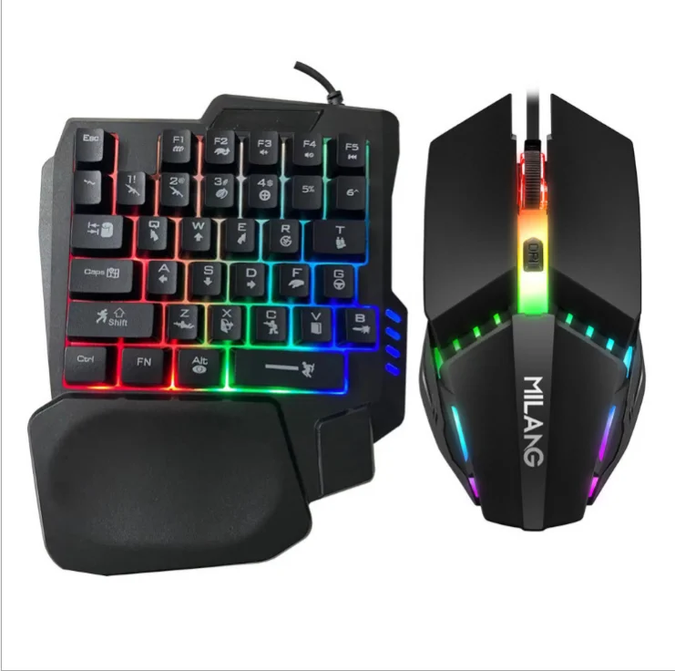 

Mi lang T8 Handed Glowing Gaming Keyboard Eat Chicken Keyboard Connected to Mobile Phone Sharpshooter Throne Left One-Handed Ke