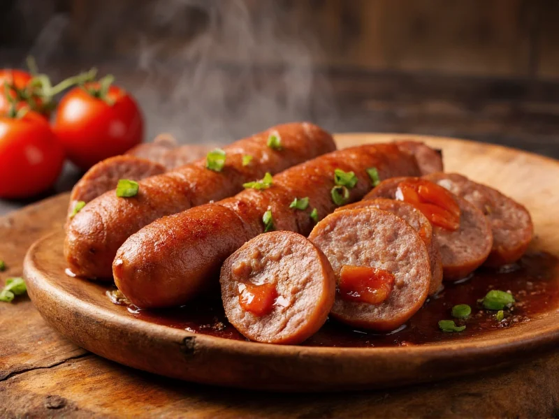 Geräucherte Frühstückswurst im Querschnitt