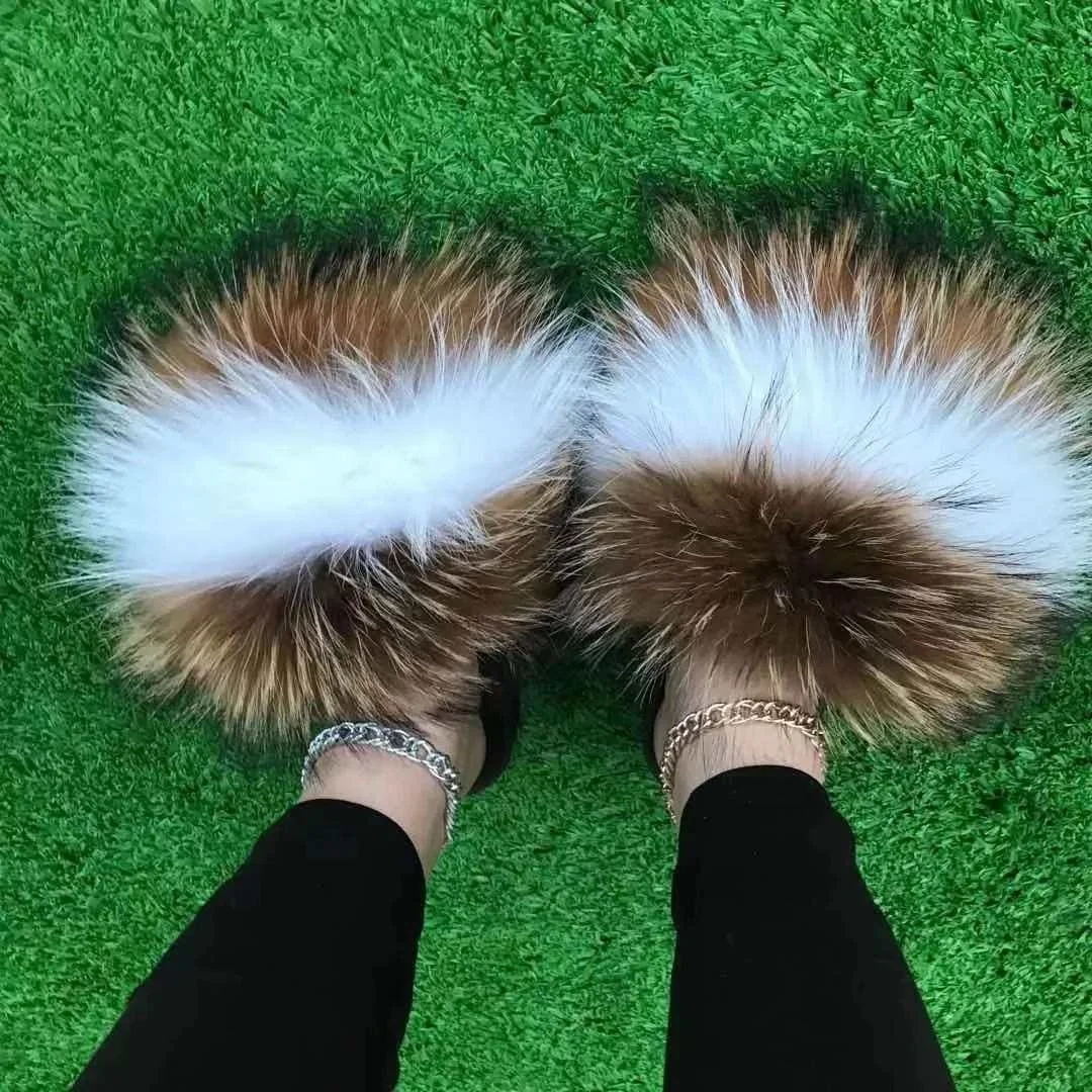 

fashion fur slippers high-quality fur slippers fashionable and comfortable fur slides for women, Customized