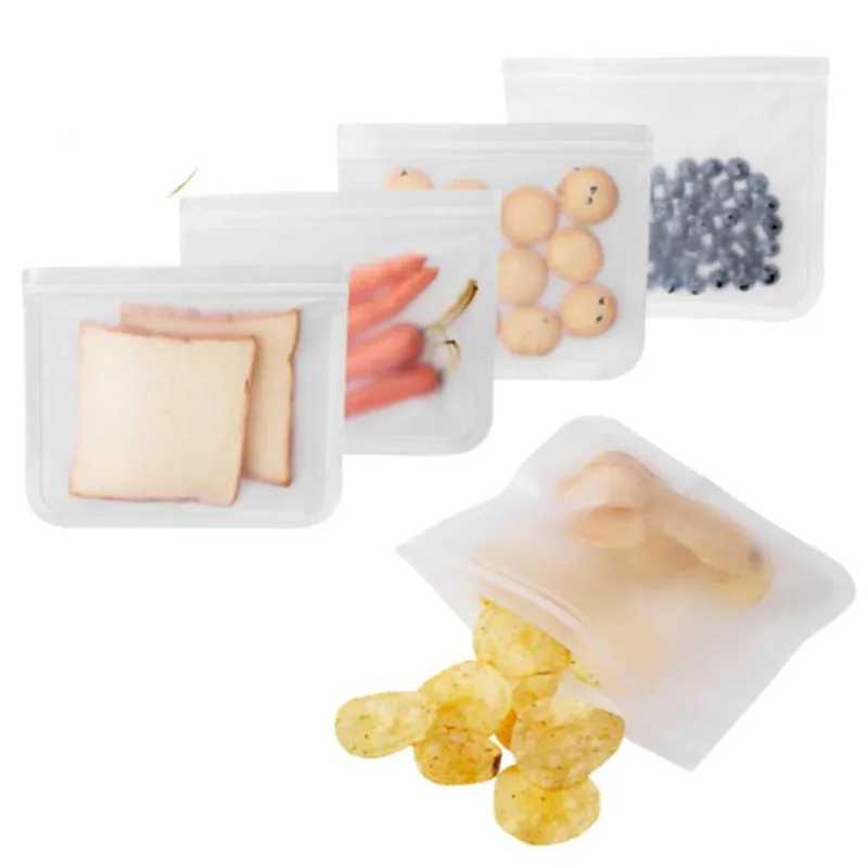 

Hot Reusable Food Storage Bags Kitchen Tools EVA Food Sealed Bag, White