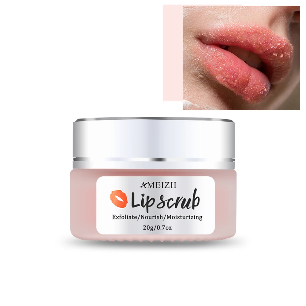 

Custom Natural Vegan Lip Scrub Container Organic Exfoliating Nourishing Sugar Lipscrub Pink Strawberry Fruit Lip Care Scrub Jar