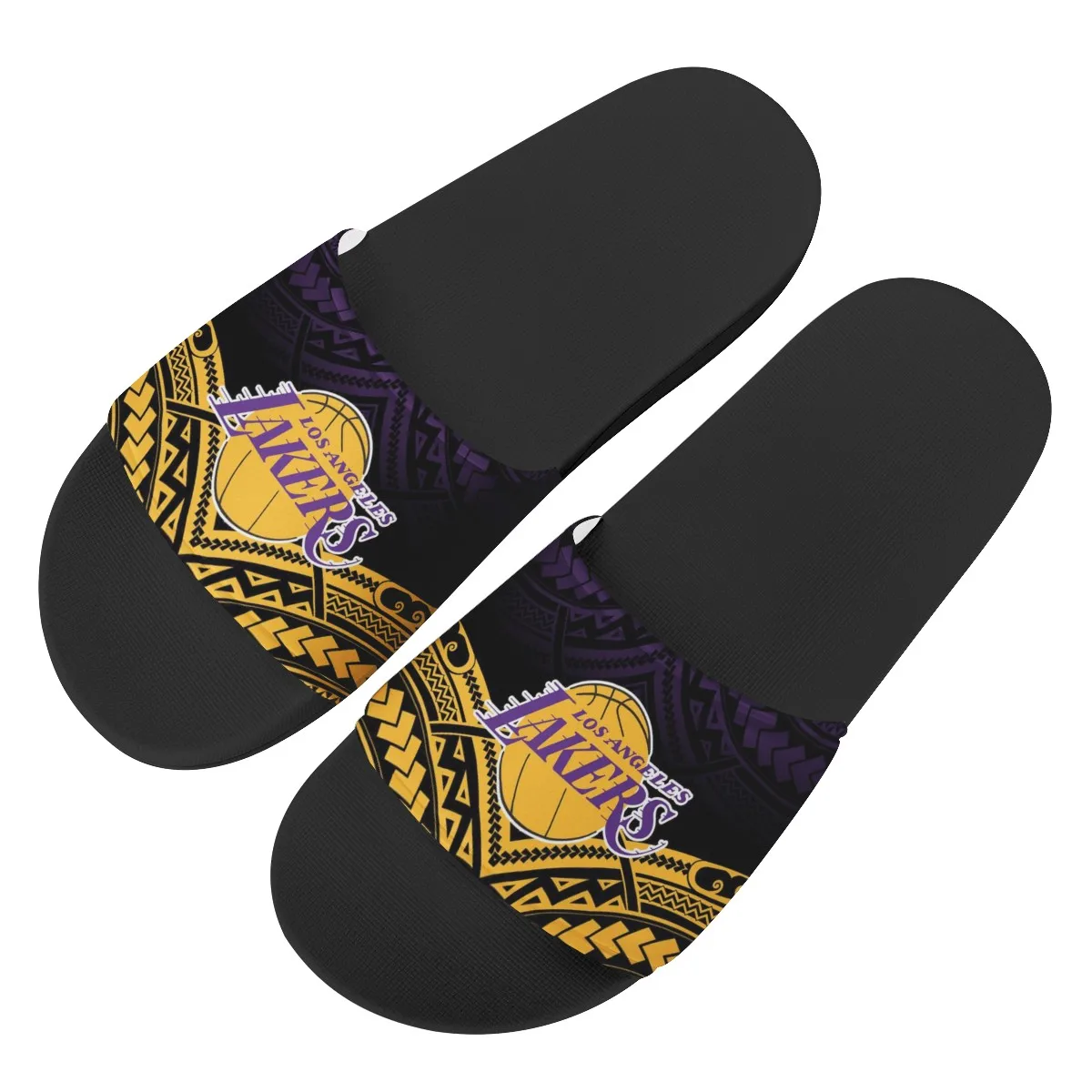 

Casual Home Men Sandals Shower Non-slip Slippers Los Angeles basketball team Prints Design Unisex Black Soft Soles slides, Customized color