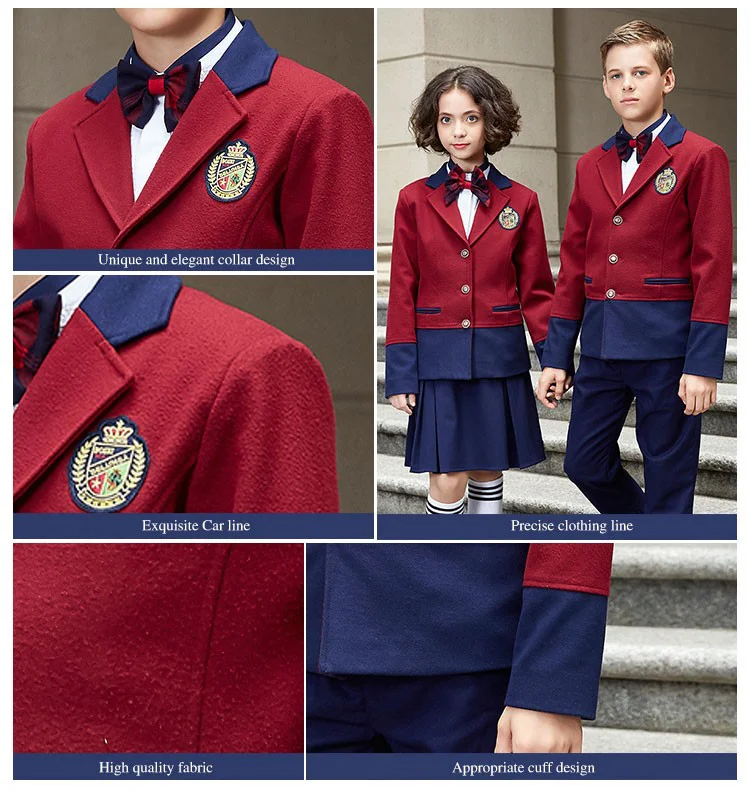 Nuevo Estilo De Primavera Y Otoño Rojo Y Azul Uniforme De La Escuela