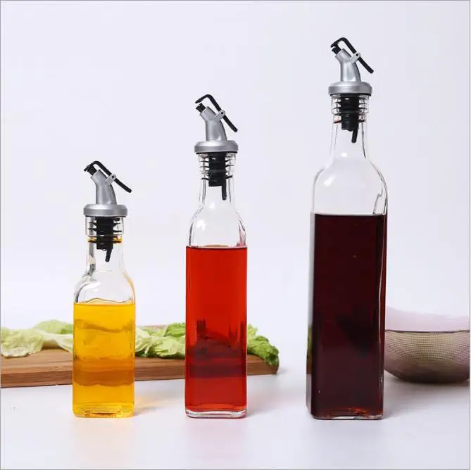 

wholesale 500ml clear kitchen cooking Leakproof vinegar oil dispenser glass bottle
