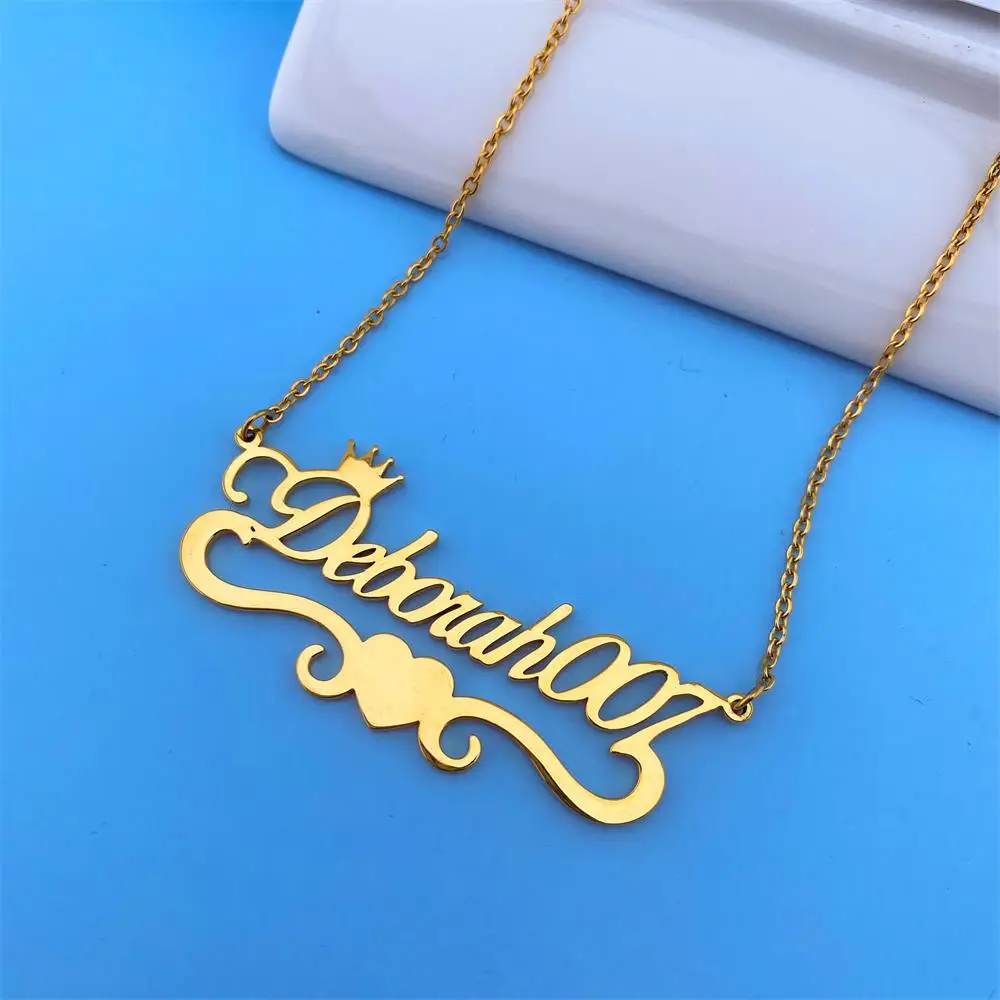 

Personalized Nameplate name necklace Custom Name Gold Plate Letter Stainess Steel Jewelry custom name necklace