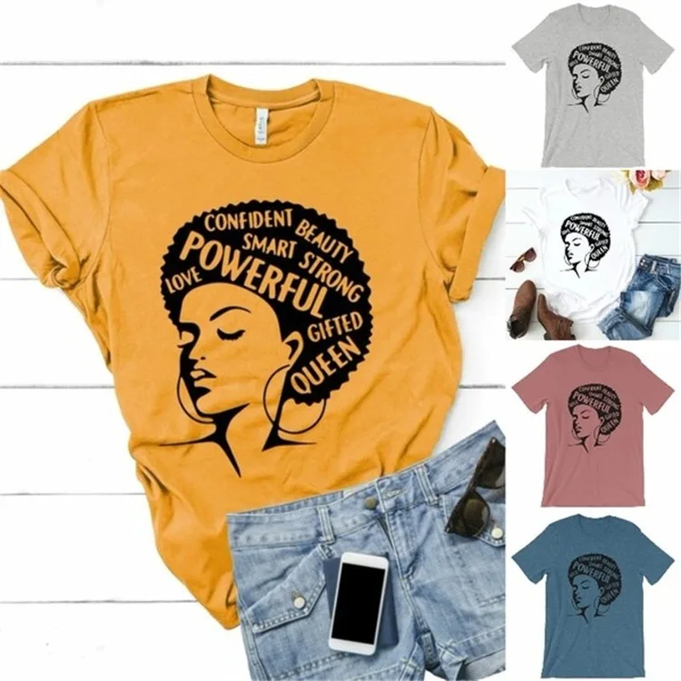 

Lady Graphic T Shirt Feminist Tees Women's Aesthetic Melanin Tee Shirt Black Queen T Shirts Ladies Girl Power Tops