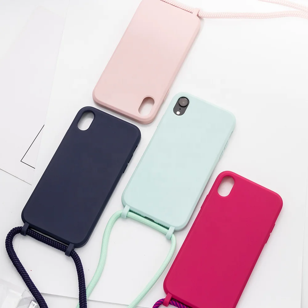 

Mobile phone bags for iphone 11 necklace crossbody phone cases soft colorful phone covers straight side anti-shock