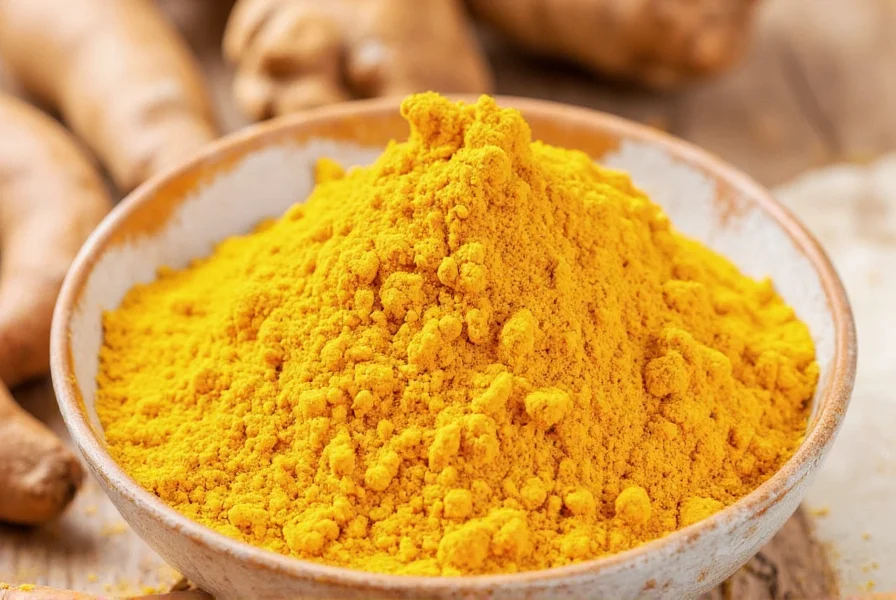 Turmeric powder compared to expired turmeric showing color difference