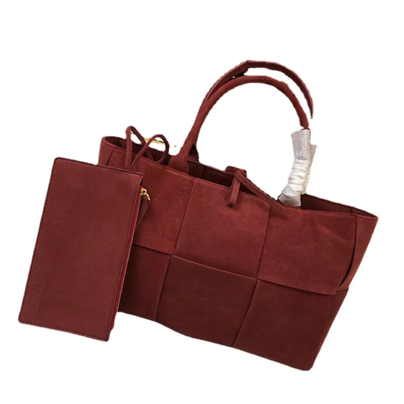 

2021 hot sales Cute Hot Sale Fashion in Genuine Leather Suede Handbag Shopping Leather Handle Tote, 4colors
