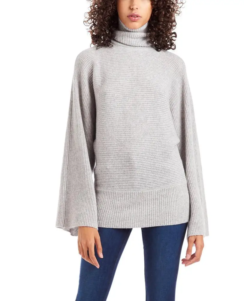 

WOMEN'S 100% CASHMERE KNITTED DOLMAN TURTLE NECK PULLOVER SWEATER