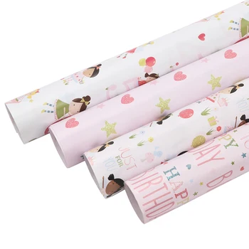 Pink Gift Wrapping Paper For Birthday Girl Holiday - Buy Gift Wrapping ...