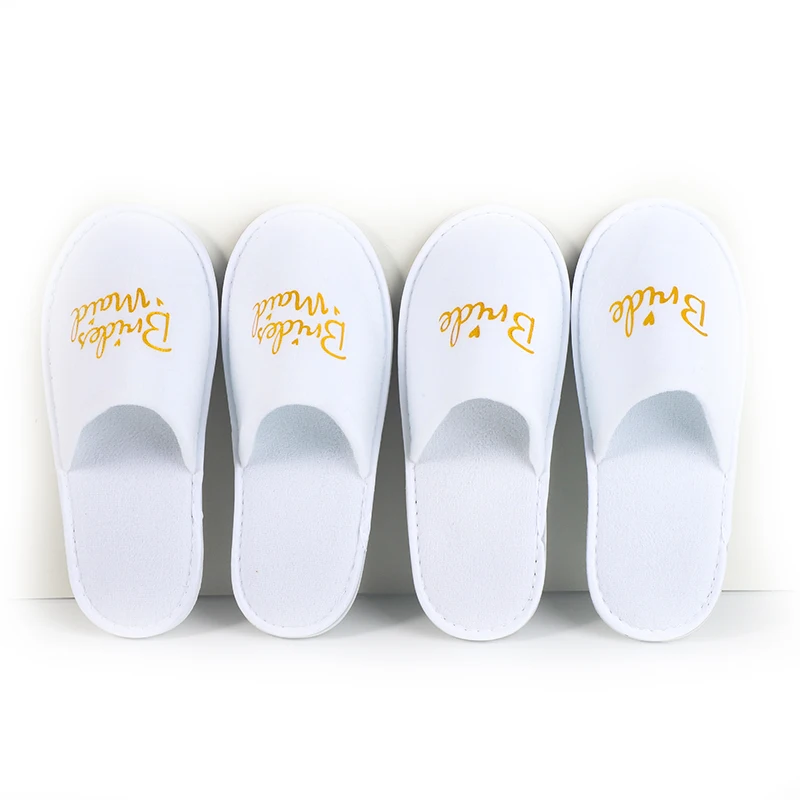 

Closed Toe Wedding Slipper for Guest Custom Logo Plush Eva Slipper Bridal Slippers Wedding