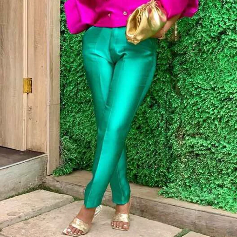 

Spring High Waist African Large Size Green Fashion Women Casual Pants