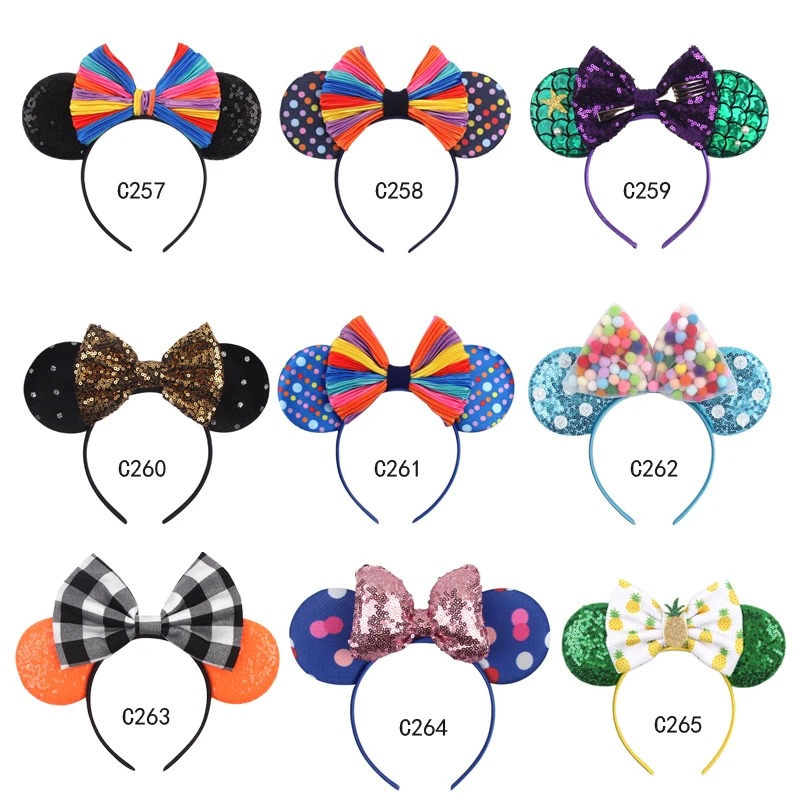 

Wholesale 434 style Holiday headband 3.3" Hair Bows Sequins Mickey Mouse Ear Headbands For Women DIY Girls Hair Accessories