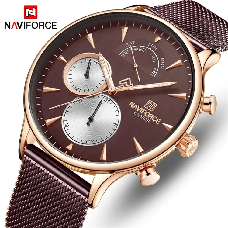 

NAVIFORCE Mens Watches Brand Luxury Watch Men Casual Mesh Steel 3ATM Waterproof Sport Watch Relogio Masculino 3010