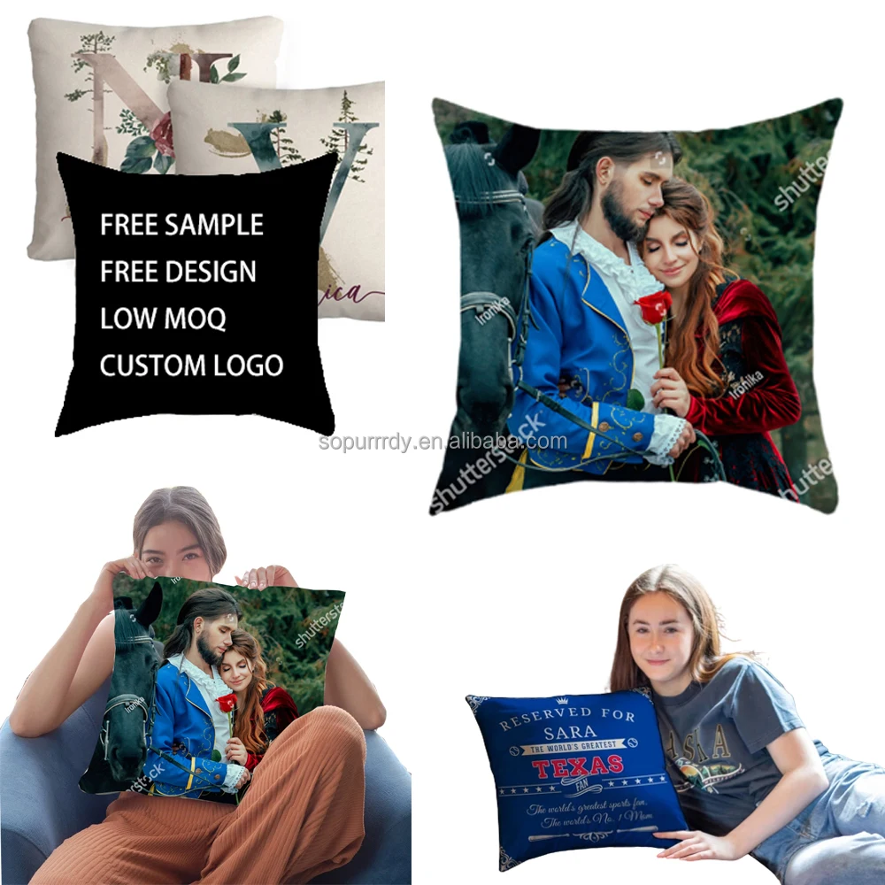 

luxury custom designer sublimation pattern printed blank embroidery LOGO sofa square linen throw pillow case cushion cover