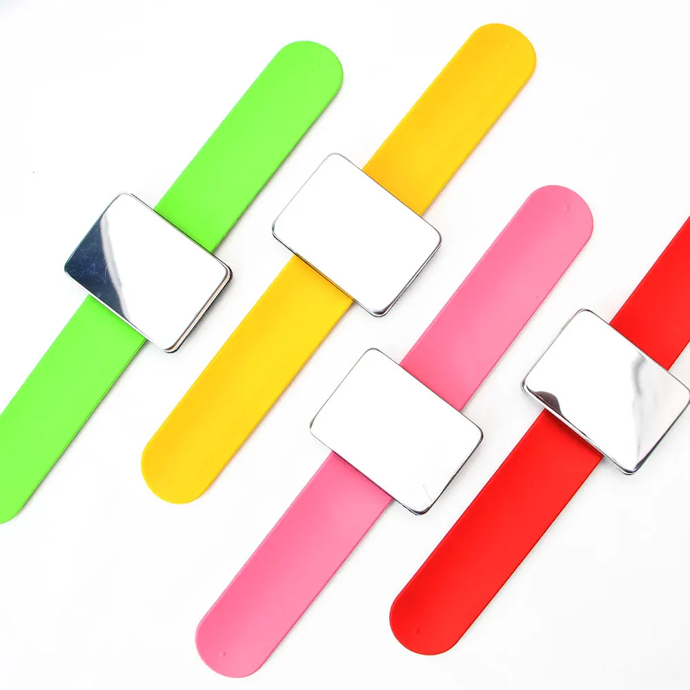 

New Generation Elastic Silicone Belt Magnetic Square Wrist Band bracelet Hairpin adhesive disc Magnetic Cuff, 4colors