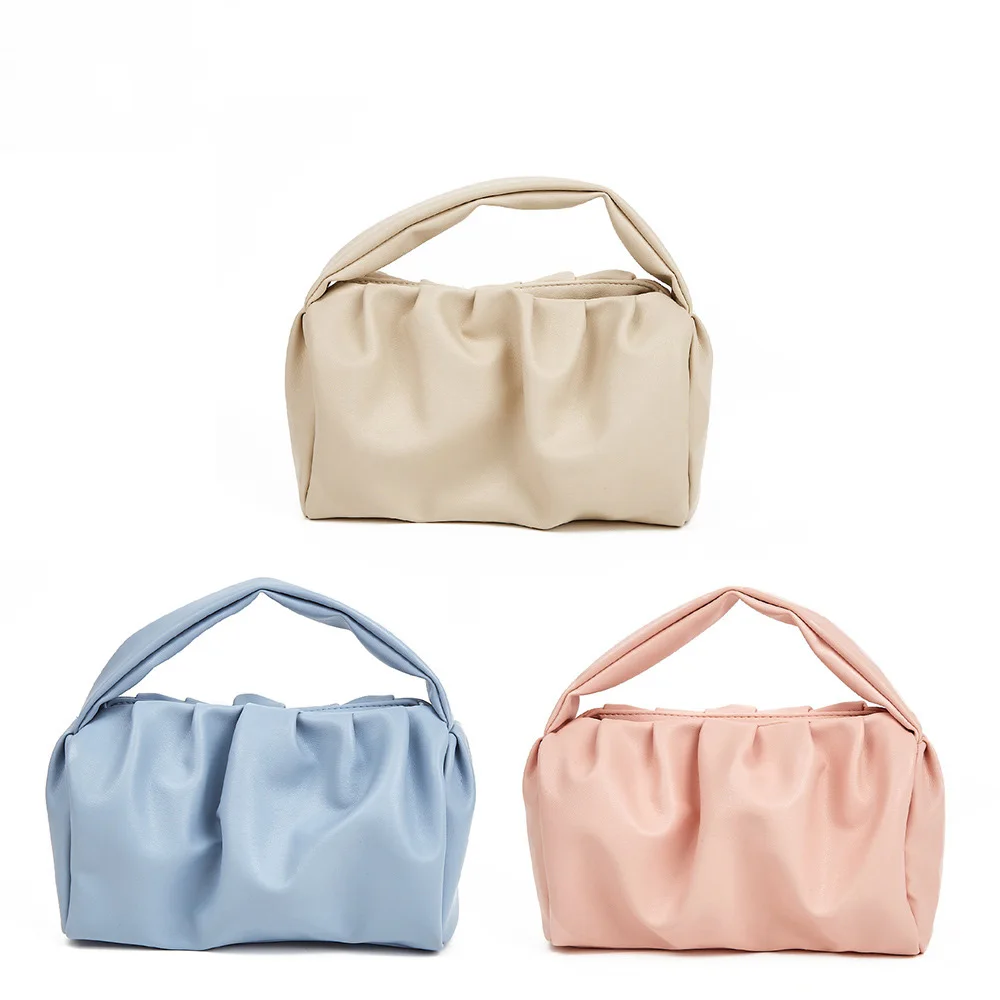 

2022 New Arrivals Women's Soft Leather Casual Wrist Bags Ladies Purse Fashion Cute Cloud Shape Cosmetic Handbag For Women