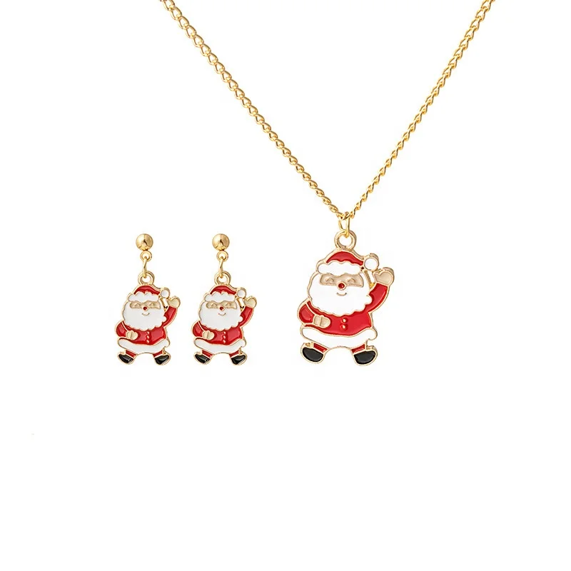 

2023 Christmas cartoon gift elk jewelry set Earring Necklace women's fashion jewelry set