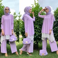 

Custom Islamic Clothing Muslim Casual Set Clothes Arabic Solid Color Casual Women Chiffon Clothes Abaya Set