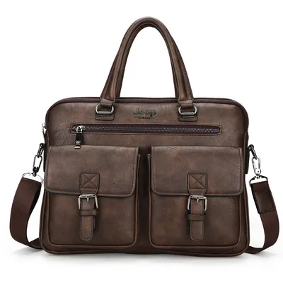 

New Retro Men's Sling Business Briefcase Large Capacity Waterproof leather Men's Handbag