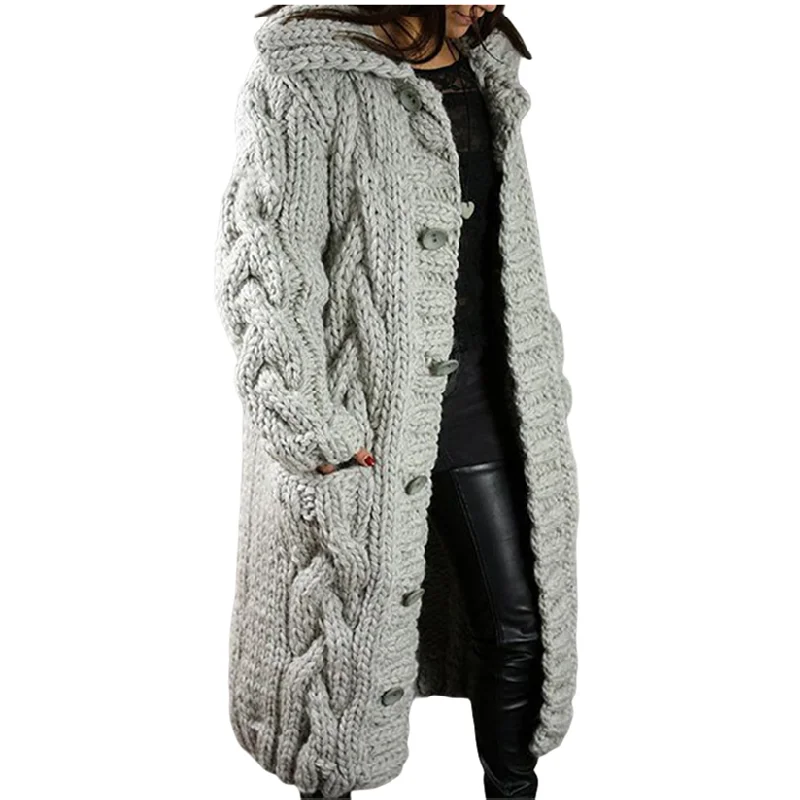 

92288# Latest Design Long Cardigan Sweater Women Fashion Long Sleeve Solid Color Winter Coats For Ladies Women Knitted Sweater