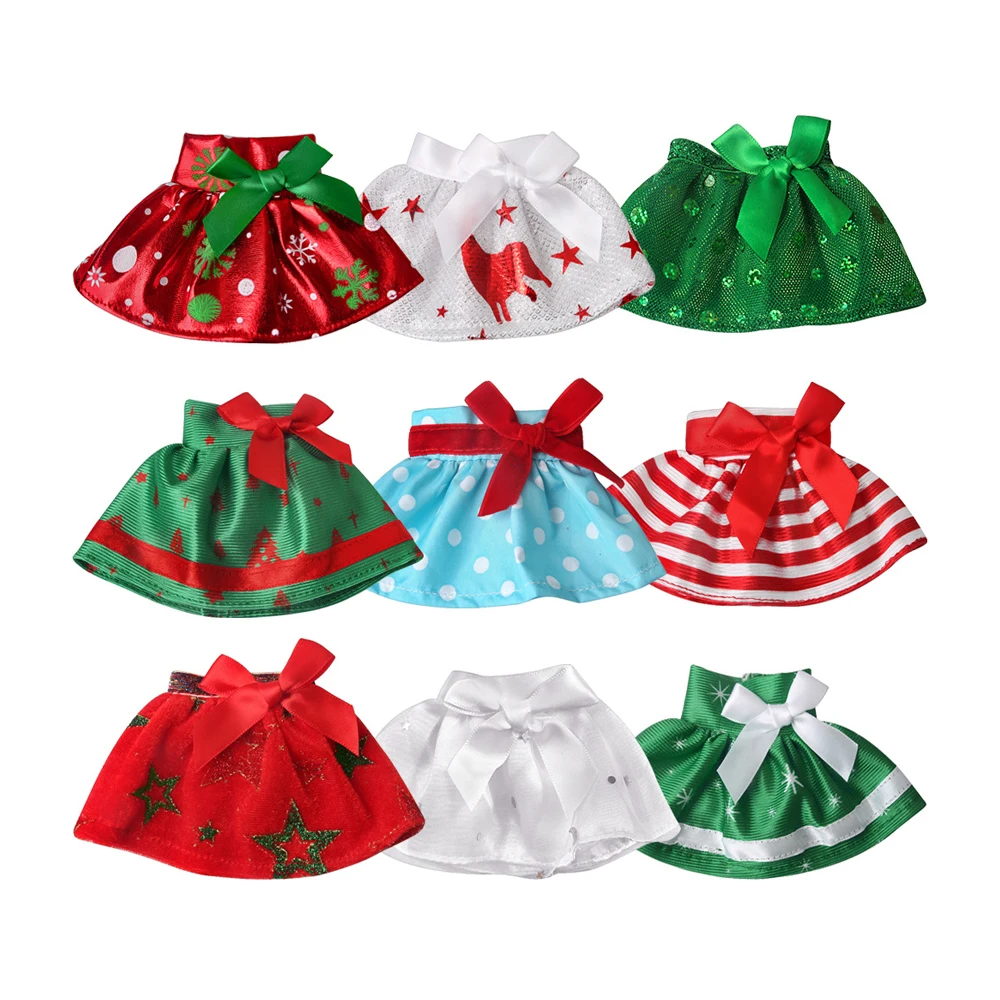 

Factory custom assorted patterns Christmas elf clothes mini doll dress for elf dolls