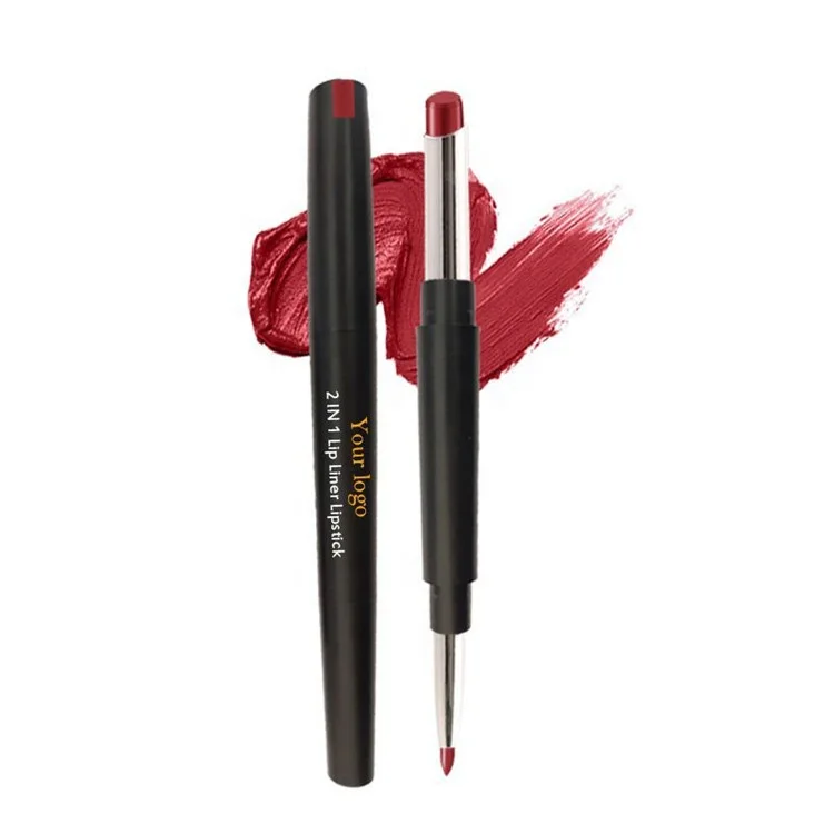 

2 in 1 Twist Up Lip Liner Lipstick Set Waterproof Custom Logo Cosmetic Vegan Cruelty Free Retractable Lip Liner Private Label