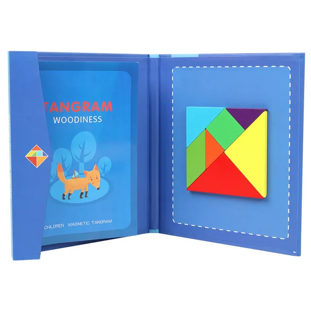 

Hot Kids Wooden Magnetic Tangram Book Toy 3D Puzzle Jigsaw Thinking Training Game Baby Montessori Educational Toys for Children