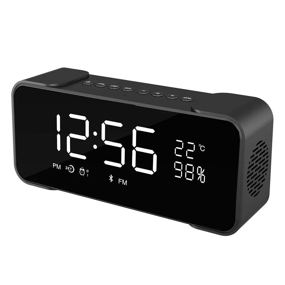 

2019 LED Alarm Clock Radio Wireless with Blue tooth Speaker Mirror Display Support Aux TF USB Music Player Wireless for Office, Rose/gold/red/grey/blue