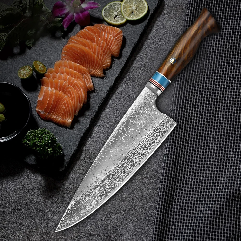 

8 Inch VG10 Japanese 67 Layer Damascus Steel Chef Knife With Ebony Handle