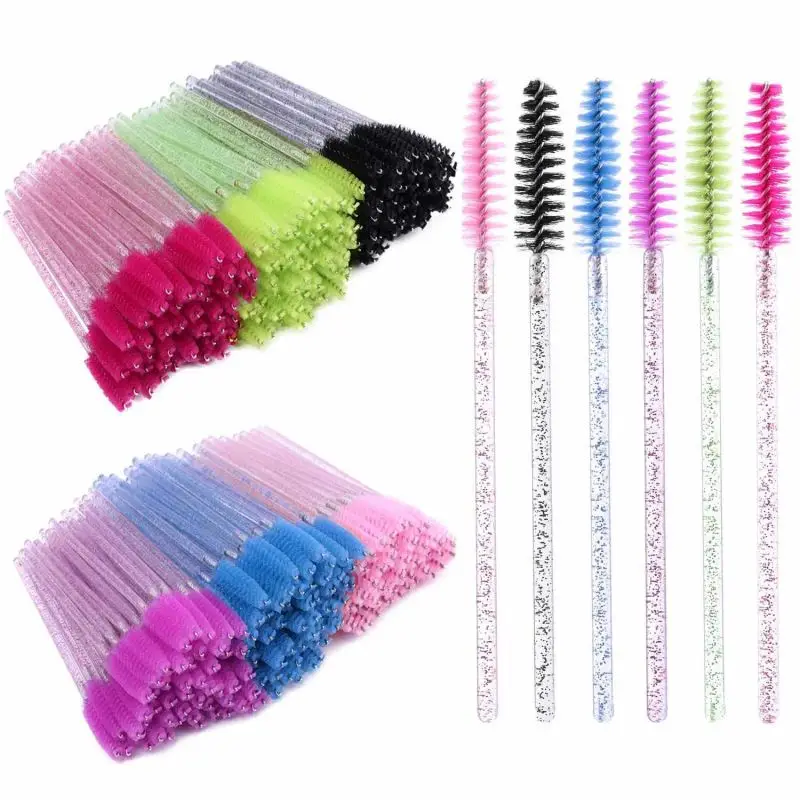 

Spooly mascara wands ,sye7 crystal glitter rod handle eyelash brush, Black, pink, blue, green, red and purple