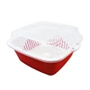 Square Plastic Washing Bowl Kitchen Craft Colander With Net Cover
